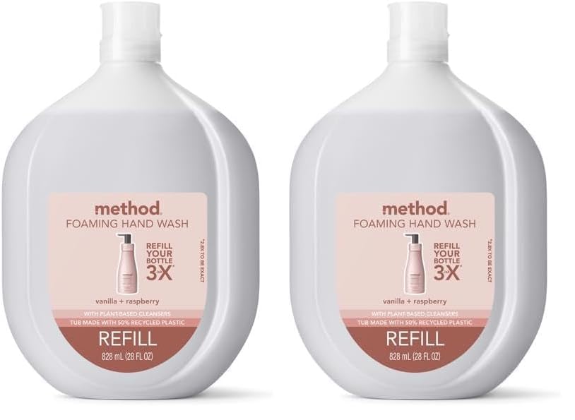 Method Foaming Hand Soap Refill, Vanilla + Raspberry, Biodegradable Formula, 28 Fl Oz (Pack of 2)