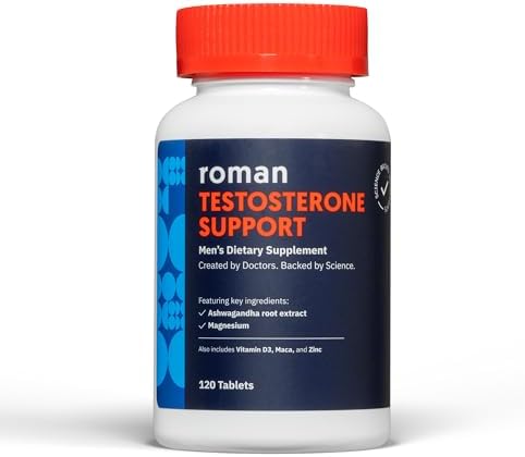 ROMAN Testosterone Support | Daily Nutritional Supplement with Ashwagandha & Magnesium | (120 Tablets)