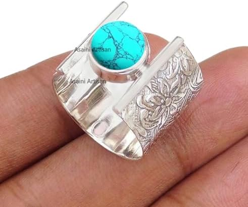 Timeless Elegance: 7MM Round Gemstone Pure 925 Sterling Silver Gift Floral Engraved Ring for Every Occasion