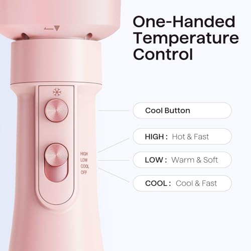 Wavytalk Hair Dryer Brush Set, 5-in-1 Blow Dryer Brush with Oval Blowout Brush, Blowout Thermal Brush, Paddle Brush, Concentrator and Diffuser for Fast Drying and Styling in One Step, Pink
