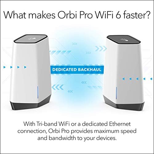 NETGEAR Orbi Pro WiFi 6 Tri-Band Mesh Add-on Satellite for Business or Home with 6Gbps Speed (SXS80) | Coverage up to 3,000 sq. ft. | Requires Orbi Pro WiFi 6 Router (Renewed)
