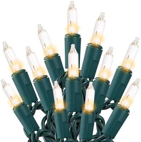 Christmas Lights 2 Pack 50 Count Clear Mini Lights Green Wire UL Certified Connectable Warm White String Lights for Christmas Decor (2 PCS 50 Count)