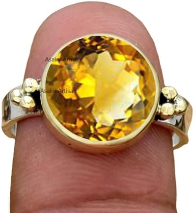 Radiant Sophistication: 10MM Round Gemstone Pure Solid 925 Sterling Silver Ring with Two-Color Elegance, Mother's Day Gift for Women