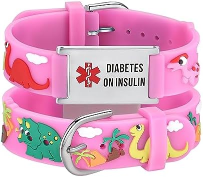 LinnaLove Medical Alert Bracelets Cartoon Emergency ID bracelets with Engraved