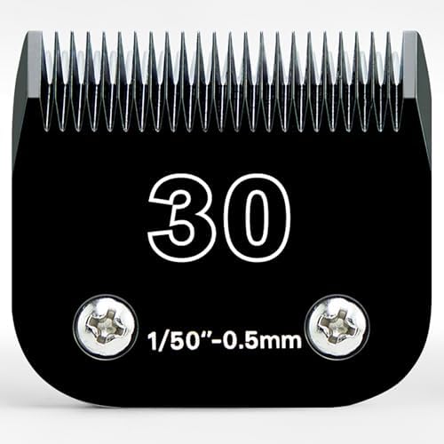 30 Detachable Dog Grooming Clipper Replacement Blades,Compatible with Andis Cut Length 1/50"(0.5mm),Compatible with Oster A5, Wahl KM Series Clippers, Made of Ceramic & Stainless Steel Blade
