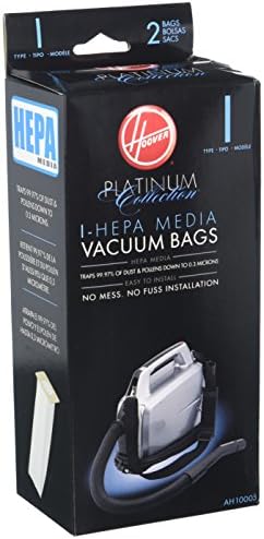 Hoover Vacuum Cleaner Bags for Platinum Canister Vacs, Pack of 2, Type I, Hepa Filtration, Part # AH10005, Hoover Vacuum Bags Refill