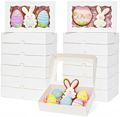 ROSPAKTEK 20pcs 7x4.3x2 Inch White Cookies Boxes with Window Chocolate Truffle Boxes Chocolate Covered Strawberries Boxes Cakesickle Boxes Treat Boxes Gift Bakery Boxes for Christmas Valentine's