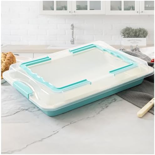 Baking Sheet Pan with Lid, 15inch*10inch Non-Stick Ceramic-Coating Sheet Cake Pan with lid, Easy to Clean, Ovan Safe Baking Tray, Ideal for Party, and Outdoor Picnics
