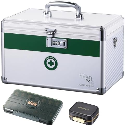 Medication Lock Box with Combination Lock 10 x6.7x 6.7 inches [Small], Medication Lock Box Security, Medical Box Organizer