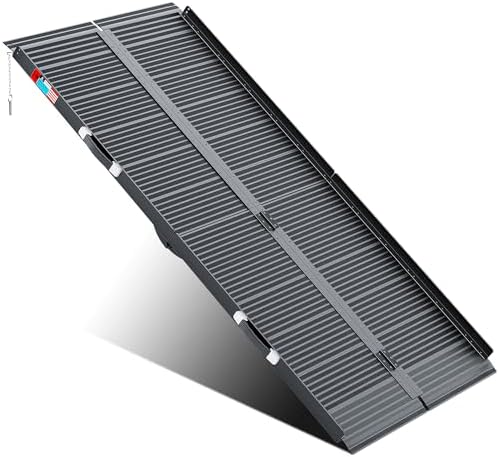 Black Portable Wheelchair Ramp, 6FT No-sew Non-Slip Aluminum Wheelchair Ramp, Folding Portable Wheelchair Ramps for Home, Weight Capacity Up to 600LBS