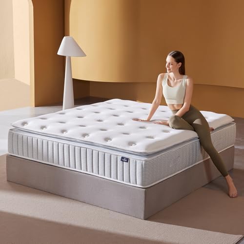 – Queen Mattress 14 Inch – Real Hybrid Mattress with Dual-Cooling, 2” Ventilated PCM Memory Foam, Reinforced Edge Support, Zoned Coils for Pressure Relief and No Motion Transfer