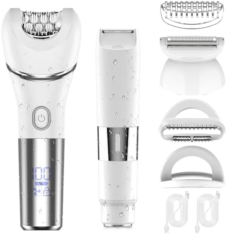 Electric Bikini Epilator for Women, 4 in 1 Hair Removal for Face, Chin, Arm, Leg, Armpit, Bikini Trimmer, IPX7 Waterproof, USB Rechargeable, Wet & Dry Lady Shaver,LED Lighting,2 Speeds,Travel Gift