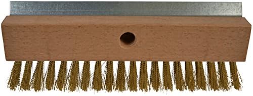 4004 Bristles Pizza Oven Stone Brush, Includes Rust Proof Steel Scraper, Stiff Brass Wire, Brown