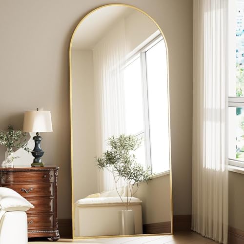 26x71 Inch Full Body Mirror - Large Arched Full Length Mirror with Stand Aluminum Frame Wall Mounted Leaning for Bedroom Living Room