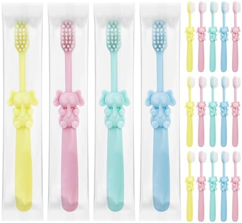 100 pcs Bulk Disposable Kid Toothbrushes Individually Wrapped, Toothbrushes Kids Toothbrush for Age 2+ Toddler Children Toothbrush Set Soft Bristles Boys Girls