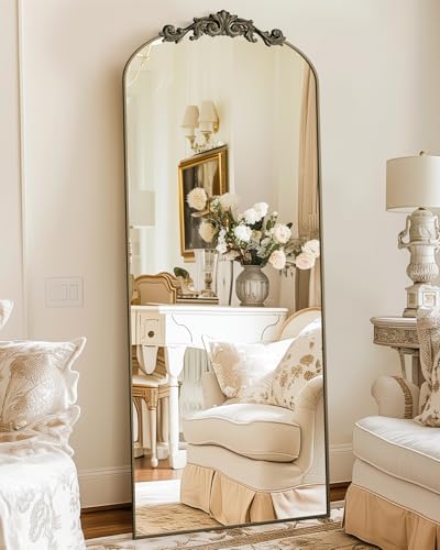 Full Length Mirror, 71"x28" Arched Full Body Mirror Freestanding with Carved Metal Frame, Large Floor Mirrors for HomeDecor, Standing Mirrors for Bedroom&Dressing Room, Bronze
