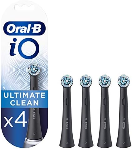 Oral-B iO Ultimate Clean Electric Toothbrush Head, Twisted & Angled Bristles for Deeper Plaque Removal, Pack of 4, Suitable for Mailbox, Black