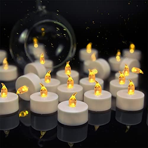 50Pcs Tea Lights Candles Battery Operated: Realistic LED Flameless Tea Light Candle Steady Battery Tealights Long Lasting Flickering Fake Candles Christmas Gifts Home Decoration