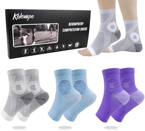 3 Pairs Neuropathy Socks for Women & Men,Nano Comprex Ankle Sleeves Protection Elastic Socks,Soothe Socks for Neuropathy Pain,Anti Fatigue Compression Foot Sleeve Brace Socks