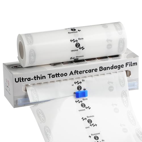CNC Tattoo Aftercare Bandage 6"x 5.5 Yard Waterproof Adhesive Bandages Transparent Film Dressing with Sliding Cut Tattoo Cover Up for Healing Second Skin Protection Wraps Supply