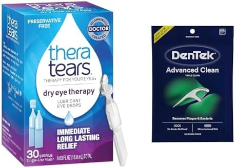 TheraTears Dry Eye Therapy 30 Vials and DenTek Triple Clean Floss Picks 150 Count Bundle