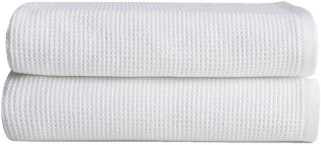 Cozy Earth Waffle Bath Towels - 60% Cotton 40% Viscose from Bamboo Bath Towels 30 x 58 Inches - Soft & Absorbent Terry, Reversible Mini Textured Waffle & Weave Pattern - 2 Pack