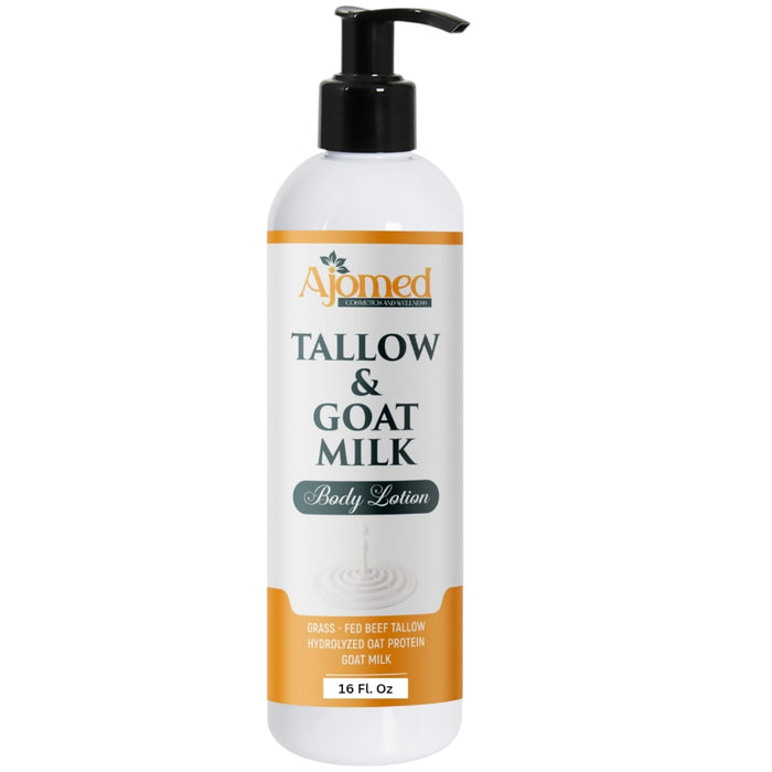 Tallow & Goat Milk Body Lotion for Sensitive Skin, Organic moisturizing Lotion - tallow for skin cream, Soothes Dry skin, Goat Milk face and body Moisturizer - Handmade Tallow lotion 12oz (UNSCENTED)