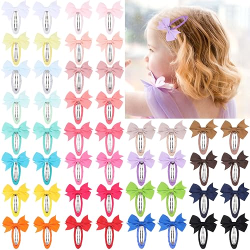 24PCS 2inch Baby Hair Clips, Oaoleer Baby Girls Fully Lined Hair Pins Tiny Hair Bows Alligator Clips for Girls Infants Toddlers 12 Colors in Pairs (Style F)