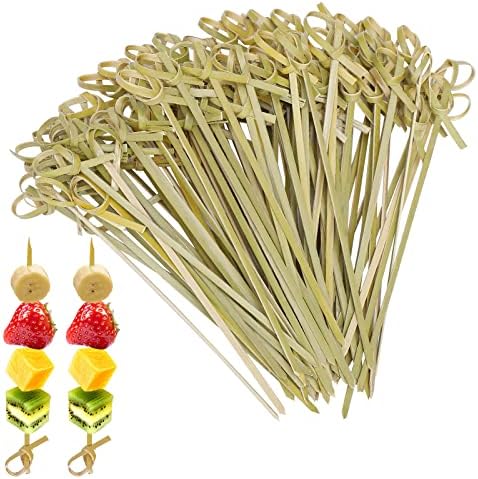 500 Pcs Bamboo Cocktail Picks- 4.8 Inch Natural Biodegradable Food Skewers with Looped Knot for Appetizers, Hors' D'oeuvre, Cocktail Party, Barbeque Snacks, Club Sandwiches