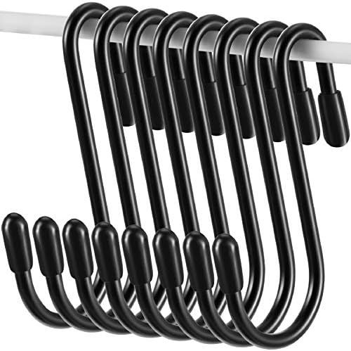 Hotop 36 Pcs Black S Hooks for Hanging 2.4 Inch Heavy Duty S Shaped Hook Rack Metal Non Slip Hanger for Christmas Tree Stocking Kitchen Pot Utensils Closet Wire Bathroom Bedroom Pan Bag Towel Plant