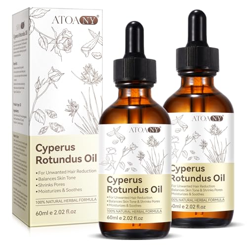 Cyperus Rotundus Oil 100% Natural, Cyprus Rotundus Oil for Hair Removal, Reducing Body Hair Growth & Smoothing Skin | Suitable for All Skin Types, 60ml with Dropper (2 Packs)