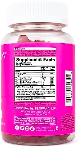 BEARVANA Chest Support Gummies for Women | Workout Enhancement | Berry Flavored | Natural Botanical Blend | Multivitamins | Tone Curves | Boost Confidence | Women’s Fitness Supplement (60 Count)