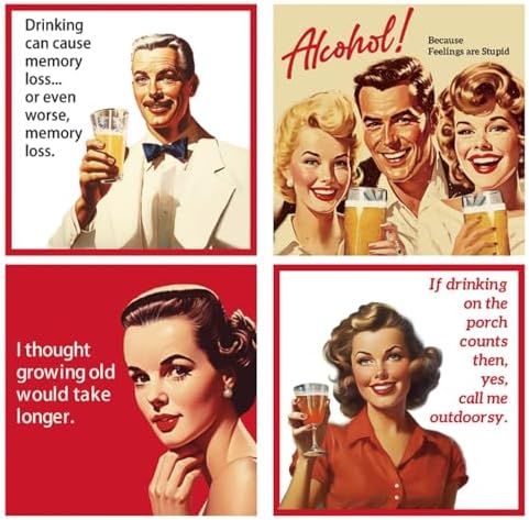 100 Pcs Funny Cocktail Napkins Call Me Cocktail Napkins Retro Holiday Decorative Bar Supplies for Adult Funny Gifts Christmas Tea Party(Vintage Red)