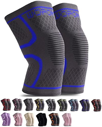 Knee Brace Sleeves for Weightlifting Working out, Knee Pain Relief for Meniscus Tear Arthritis ACL MCL (2 Pack)