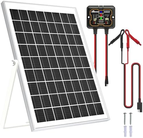 SOLPERK 10W Solar Panel Solar Battery Charger 12V Solar Panel Kit + MPPT Charge Controller, Suitable for Automotive, Motorcycle, Boat, ATV, Marine, RV, Trailer, Snowmobile, Off Grid System