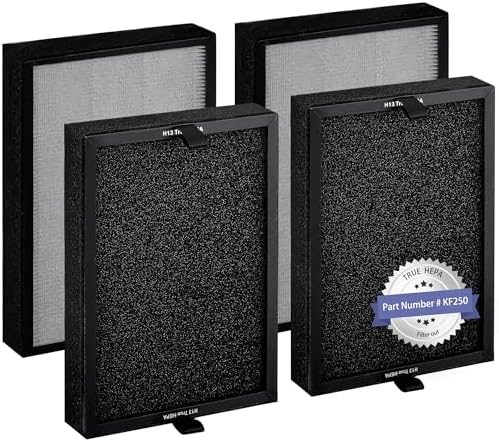 4 Pack Popurure KF250 Filter Replacement Compatible with Kenmore 1200e Series Air Purifier PM2010, Part No. KF250 Filters, with 3-in-1 True H13 HEPA Filters