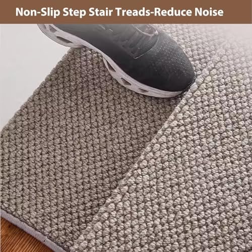 Bullnose Carpet Wool Stair Treads Non-Slip for Wooden Steps Indoor, Self-Adhesive Stair Protectors Soft Comfortable Carpet Runner,Pet Friendly Stair Rugs Covers Mats Staircase Step Covers,Washable(Gra