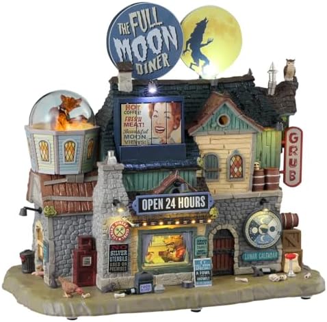 LEMAX Village Collection - Spooky Town The Full Moon Diner Animated Lit Building #35012
