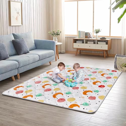 Baby Play Mat, 50 x 50 Inch Thickened Play Mat Perfect for Use Baby Playpen, Foldable Playmat for Floor, Portable Activity PlayMats for Babies and Toddlers, Super Soft&Warm, Machine-wash