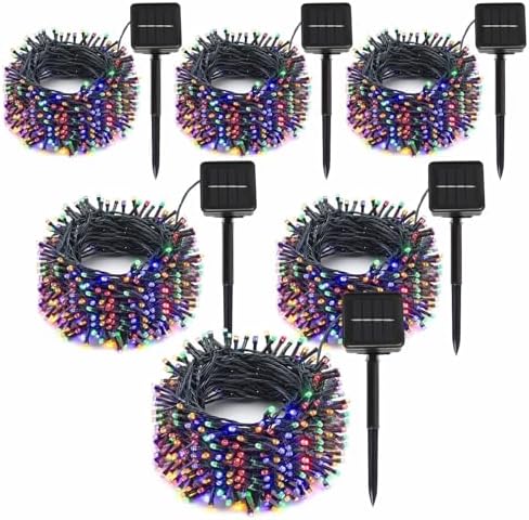 6-Pack Solar String Lights, 600 LED Extra-Long 236Ft Solar Christmas Lights Outdoor Waterproof, 8 Modes Multicolor Led Outdoor Light for Garden, Patio, Wedding, Christmas Decorations