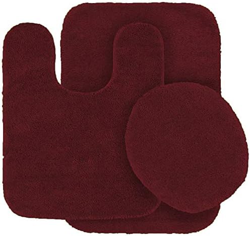 3 pc Solid Burgundy Bathroom Rug Set Bath mats Bath Set Super Soft Anti Slip Soft Mats New