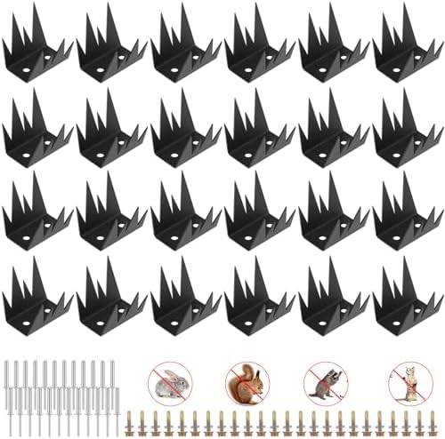 24 Pcs Fence Spikes Security Anti Climb Wall Spikes with Screws Intruder Thief Security Fence Pointed Nails Metal Outdoor Anti Climb Nail for Wall Railing Roof Home (Mountain)