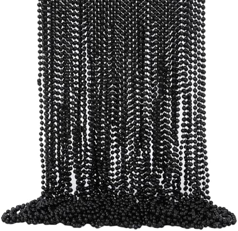 48 Pack Mardi Gras Beads Necklaces, 33 Inch Plastic Beads for Party Favors, Festival Decorations, Parade Throws, Christmas, St. Patrick's Day Celebrations