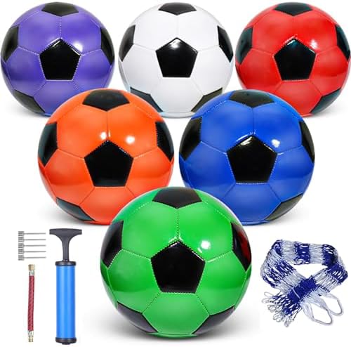 6-Pack Christian Charity Donation Soccer Balls with Pump, Sizes 5/4/3, Deflated Bulk Set for Samaritan's Purse Operation Christmas