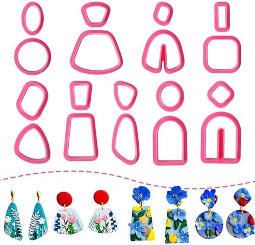 18 pcs Polymer Clay Cutters, Clay Cutters for Polymer Clay Jewelry, Basic Polymer Clay Cutters, Clay Earrings Cutters，Comfortable Earring Cutter，Christmas Tools 3D Printer Spring mom cortadores