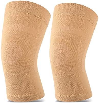 Knee Sleeves, 1 Pair, Could Be Worn Under Pants, Lightweight Knee Compression Sleeves for Men Women, Knee Brace Support for Joint Pain Relief, Arthritis, ACL, MCL, Sports, Injury Recovery, Beige 3XL