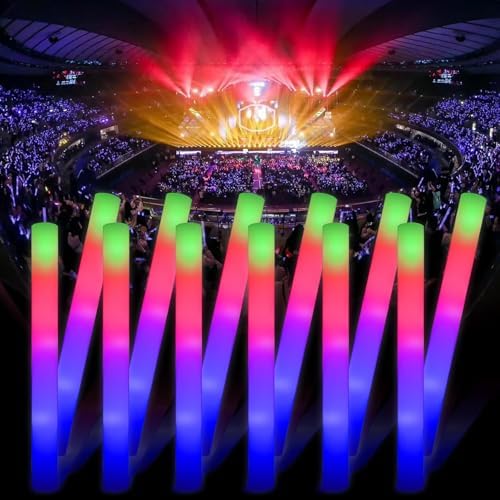 30 Pieces Led Foam Sticks - Flashing Glow Sticks Party Supplies Light Up Baton Wands for Kids, Raves, Birthday, Wedding, Christmas, Halloween, Children Toy