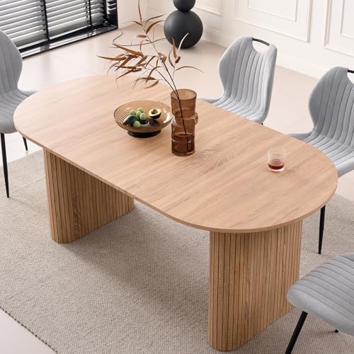 70.8" Oval Dining Table for 4 6 Person, Modern Farmhouse Kitchen Dinner Table for Breakfast Dining Receiption Room (Only Table), Natural