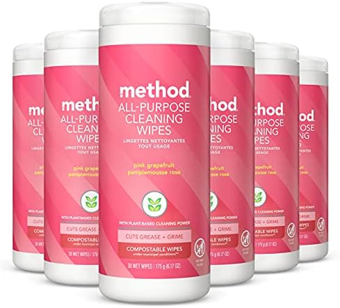 Method All-Purpose Cleaning Wipes; Pink Grapefruit; 30 Count; 6 pack; Packaging May Vary
