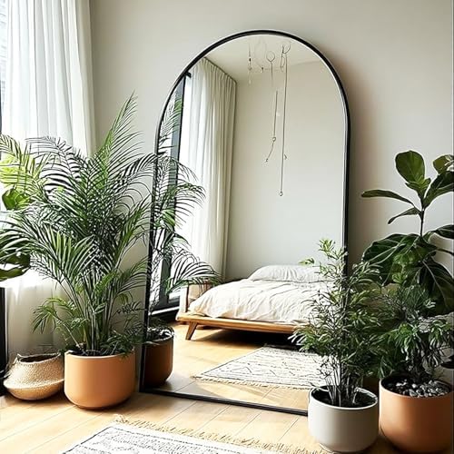 Arched Floor Mirror - Full Length 76"x34", Oversized Wall Mirror for Bedroom & Living Room, Large Black Standing Mirror, Durable Framed Floor-Length Mirror